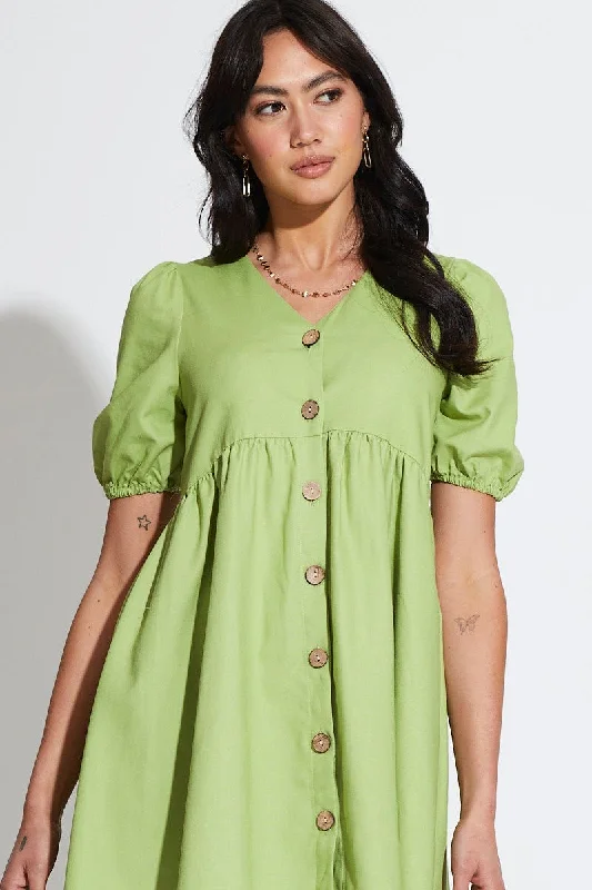 Green Mini Dress Short Sleeve