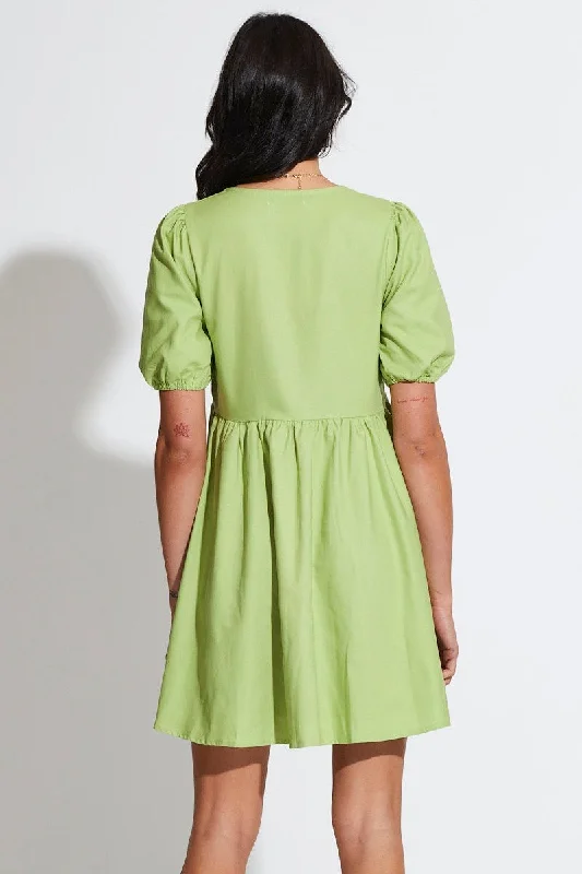 Green Mini Dress Short Sleeve