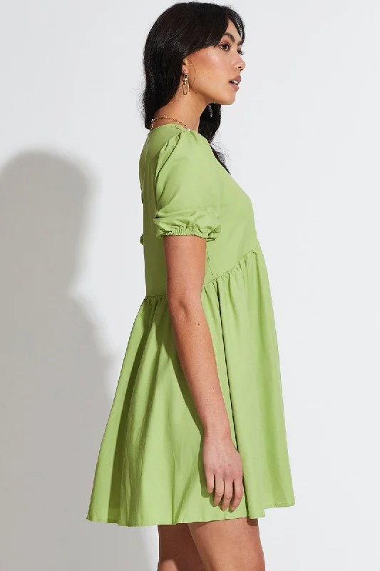 Green Mini Dress Short Sleeve