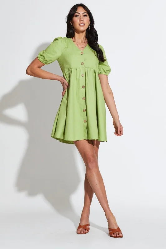 Green Mini Dress Short Sleeve