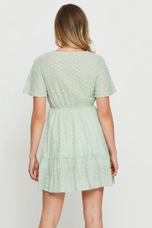 Green Mini Dress Short Sleeve