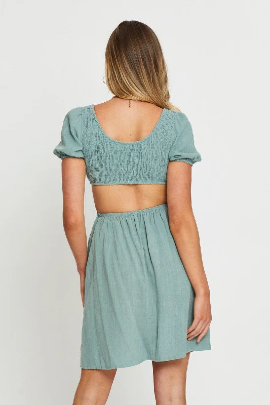 Green Mini Dress Short Sleeve