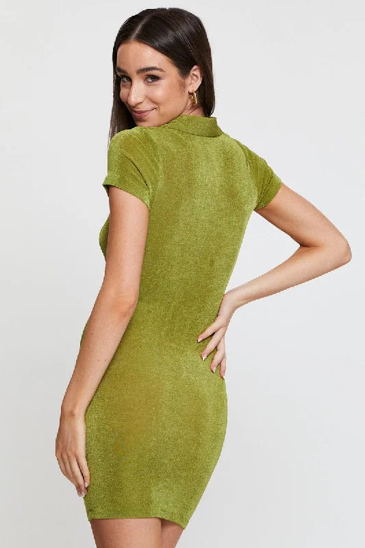 Green Mini Dress Short Sleeve