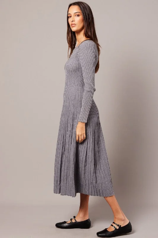 Grey Knit Dress Long Sleeve