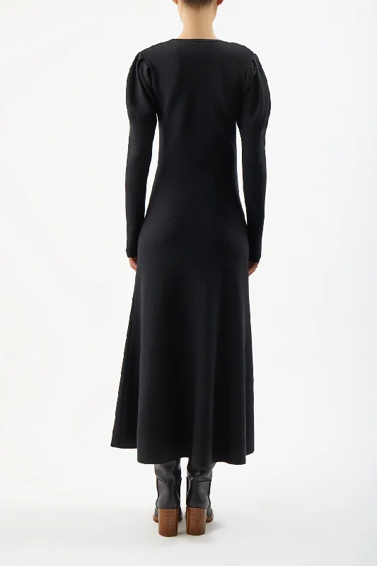 Hannah Knit Dress in Black Merino Wool Cashmere