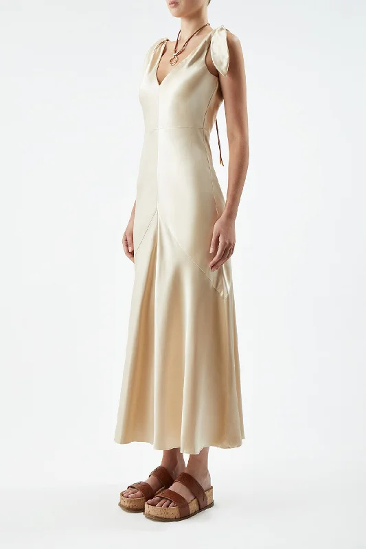 Havilland Dress in Champagne Silk