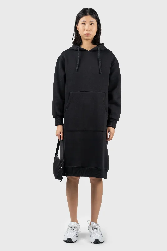 Hoodie Ribbed Hem Midi Dress