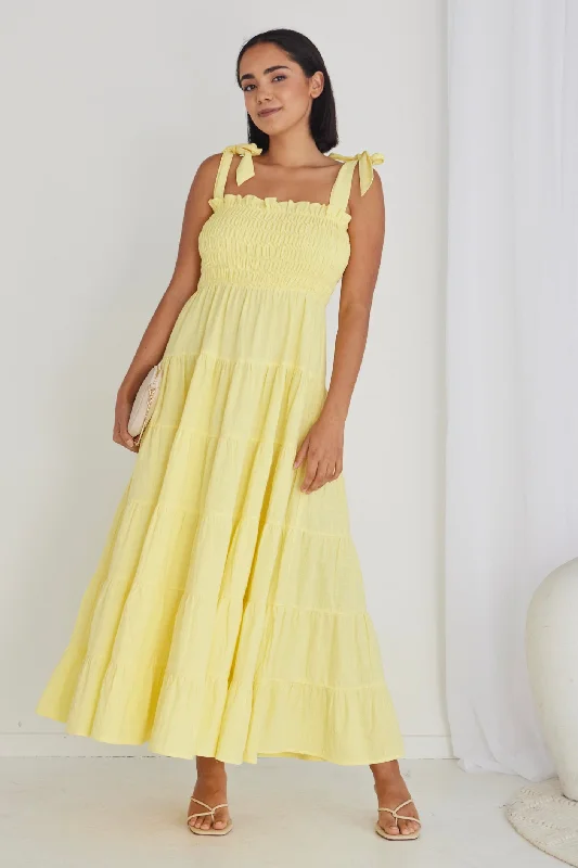 Isabella Buttercup Strappy Tiered Maxi Dress