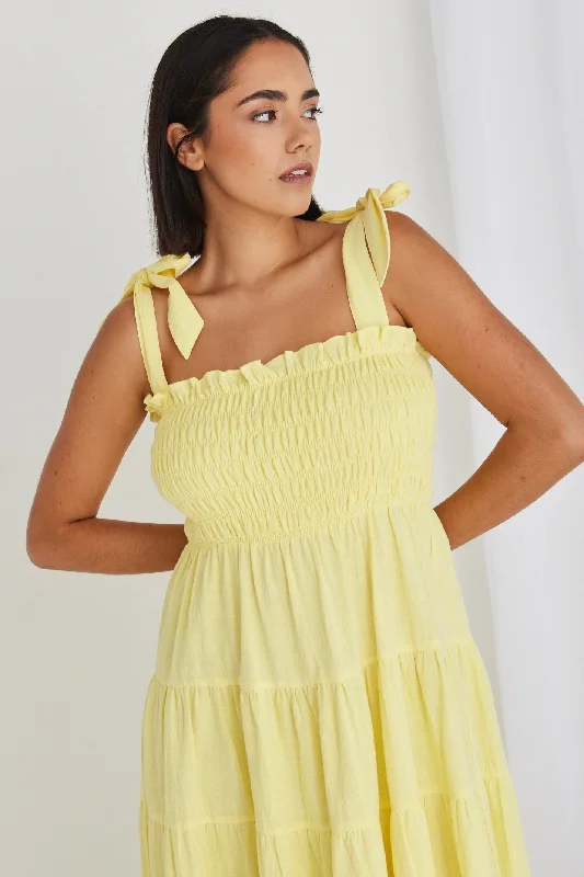 Isabella Buttercup Strappy Tiered Maxi Dress