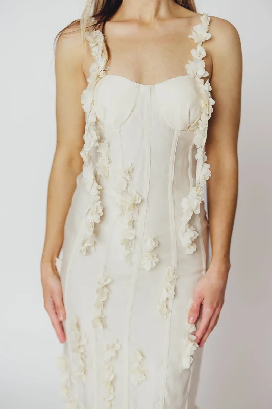 Jennifer Mermaid Bustier Midi Dress in Cream