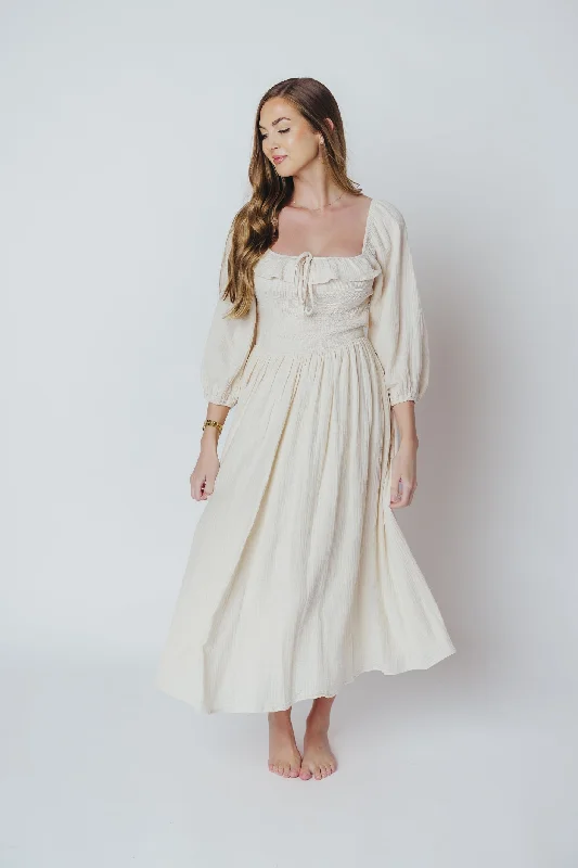 Juliet Midi Dress in Cream - Inclusive Sizing (S-3XL)