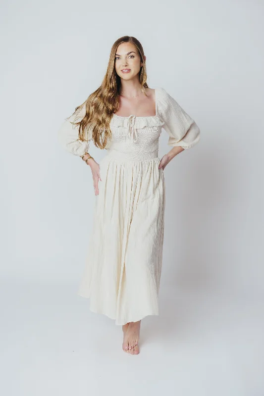 Juliet Midi Dress in Cream - Inclusive Sizing (S-3XL)