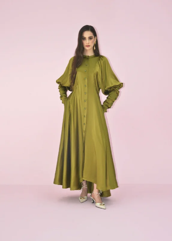 KHAKI SILK DRESS