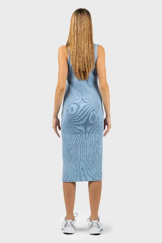 100% Upcycled Blend Sleeveless Ribbed Midi Dress