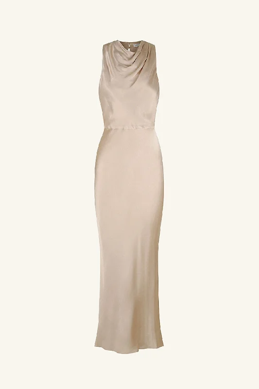 LA LUNE HIGH NECK MIDI DRESS - GOLD