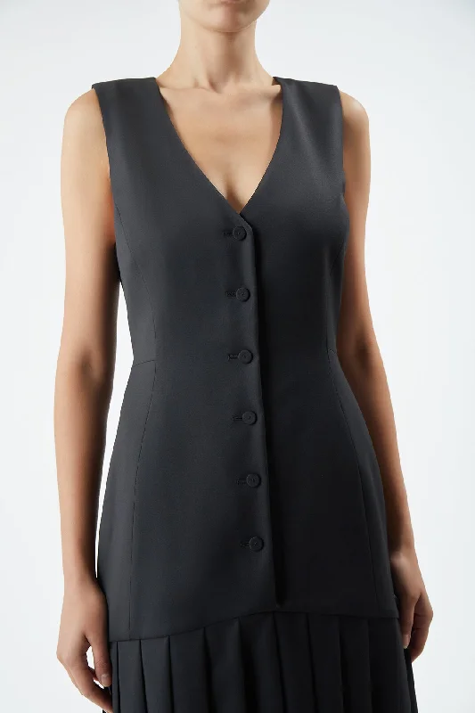 Leone Vest Dress in Black Virgin Wool