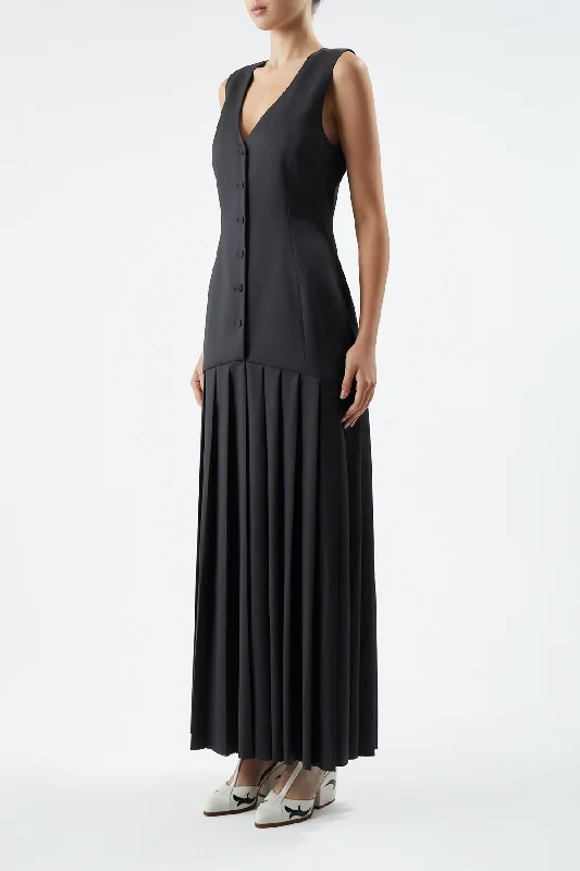 Leone Vest Dress in Black Virgin Wool