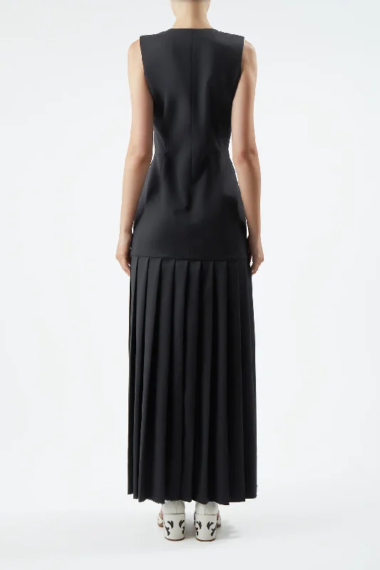 Leone Vest Dress in Black Virgin Wool