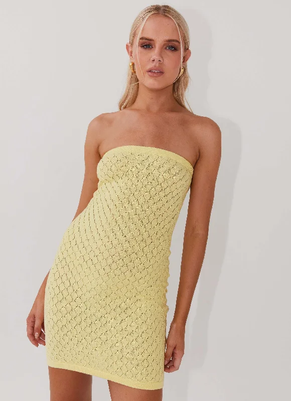 Lifeline Knit Tube Mini Dress - Lemon