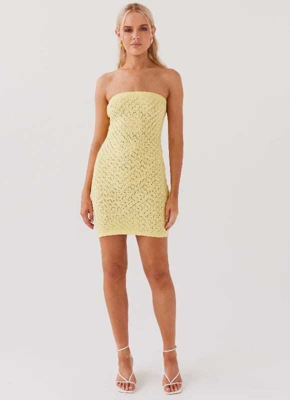 Lifeline Knit Tube Mini Dress - Lemon