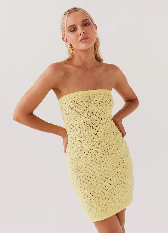 Lifeline Knit Tube Mini Dress - Lemon