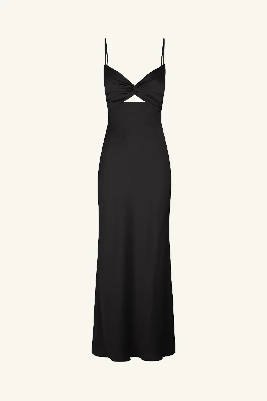 LUXE TWIST FRONT SLEEVELESS MIDI DRESS - ONYX