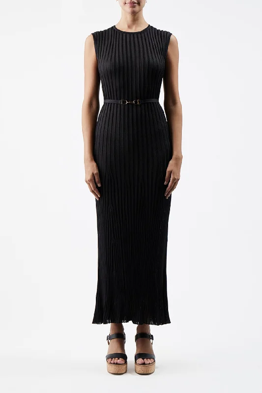 Meier Knit Dress in Black Silk