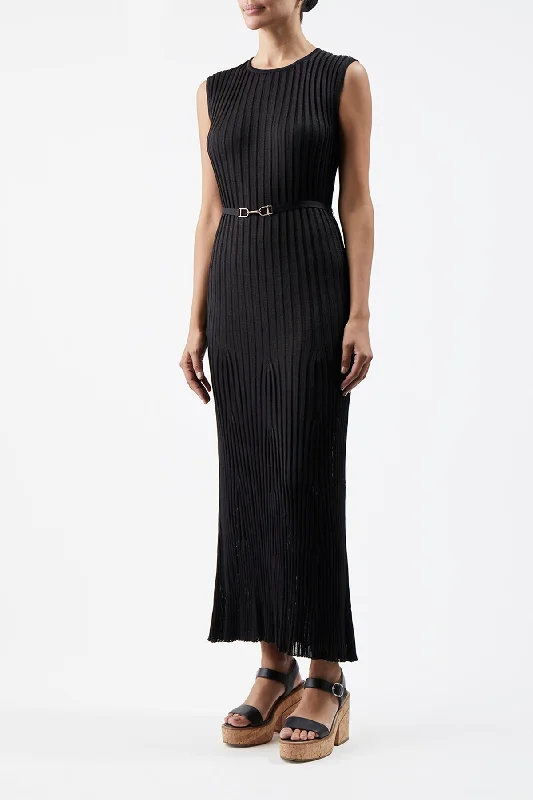 Meier Knit Dress in Black Silk