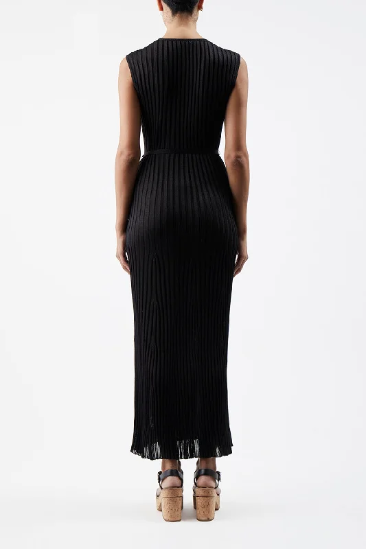 Meier Knit Dress in Black Silk