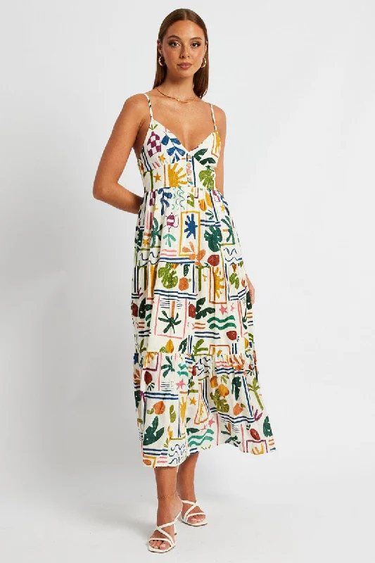 Multi Abstract Maxi Dress Sleeveless