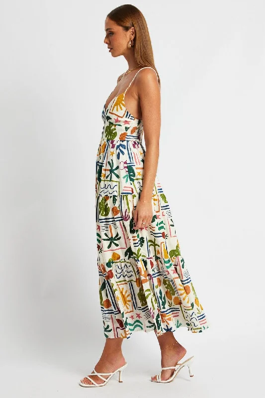 Multi Abstract Maxi Dress Sleeveless