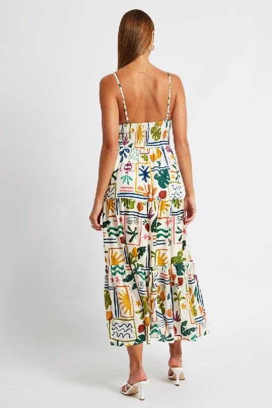 Multi Abstract Maxi Dress Sleeveless