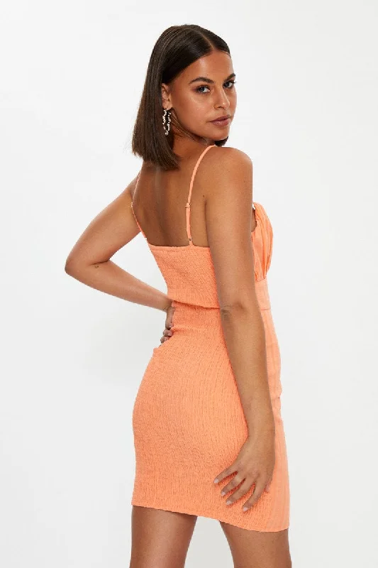 Orange Bustier Mini Bodycon Dress