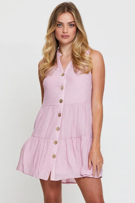 Pink A Line Dress Mini