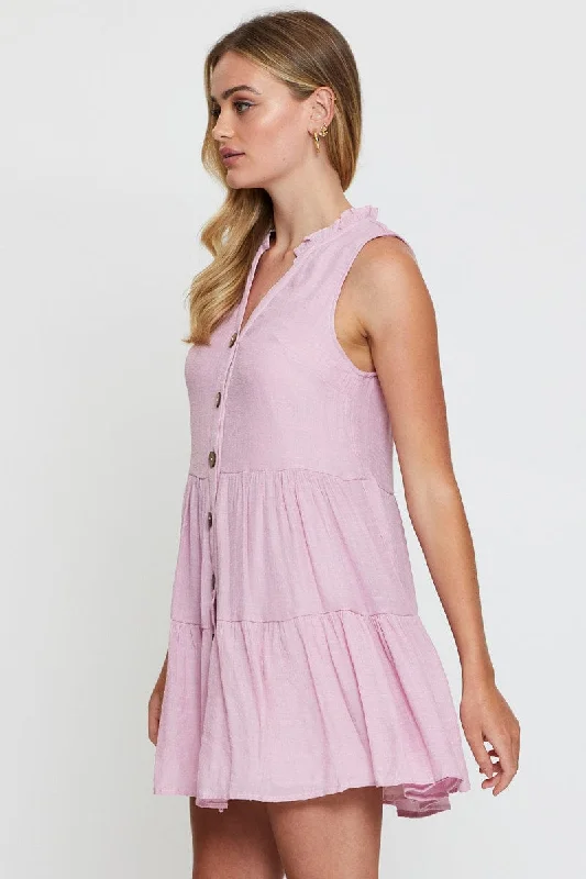 Pink A Line Dress Mini