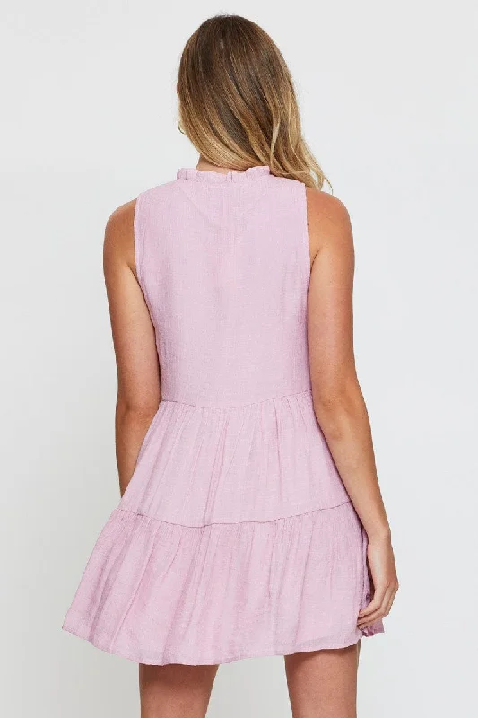 Pink A Line Dress Mini