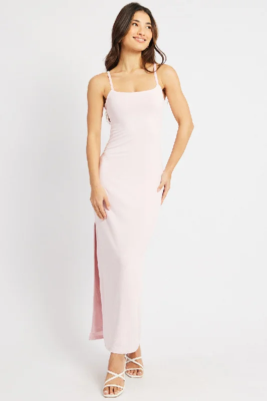 Pink Bodycon Dress Maxi Supersoft