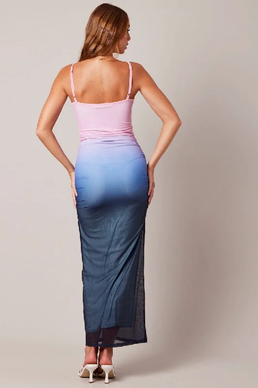 Pink Bodycon Dress Ombre Singlet Maxi