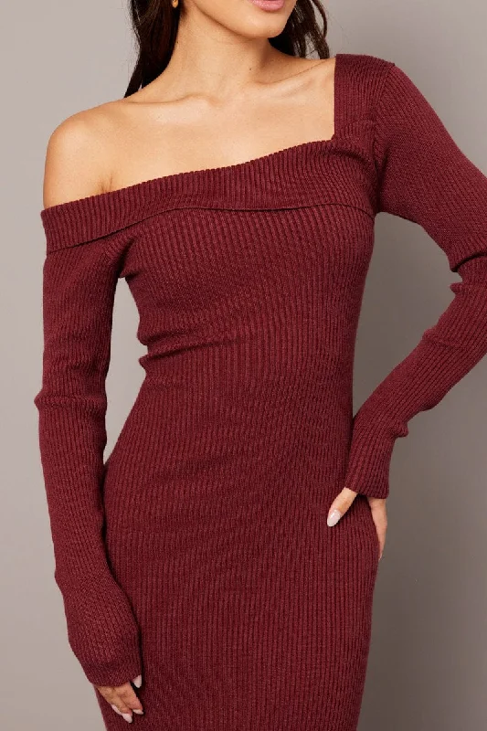 Pink Knit Dress Long Sleeve