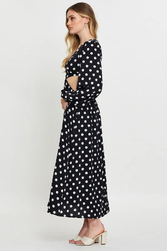 Polka Dot Max Dress Long Sleeve