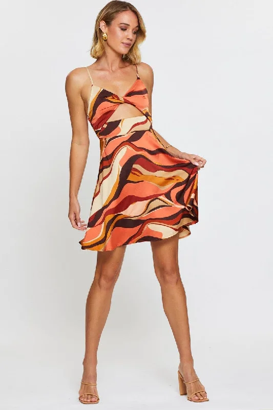 Print A Line Dress Mini