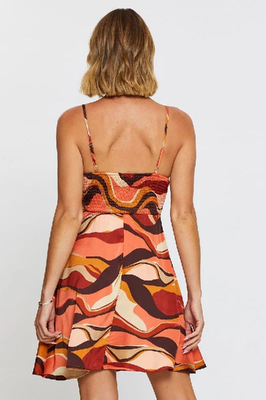 Print A Line Dress Mini