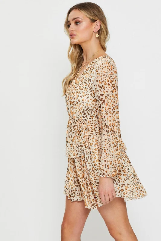 Print Mini Dress Long Sleeve