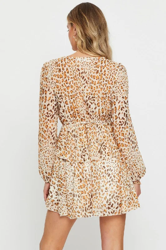 Print Mini Dress Long Sleeve