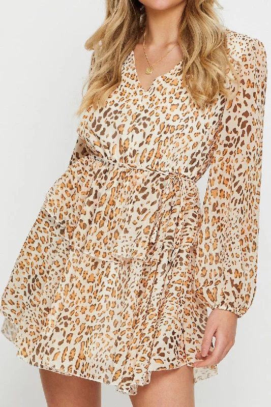 Print Mini Dress Long Sleeve