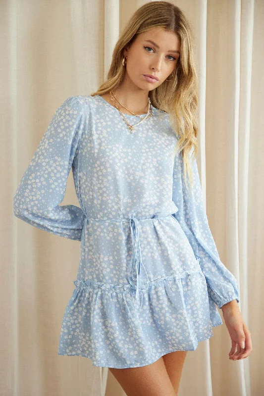 Print Mini Dress Long Sleeve