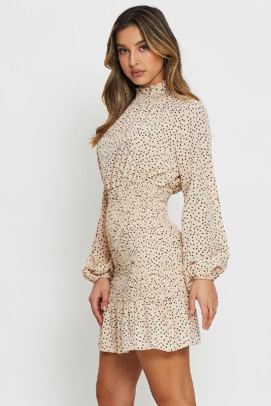 Print Mini Dress Long Sleeve