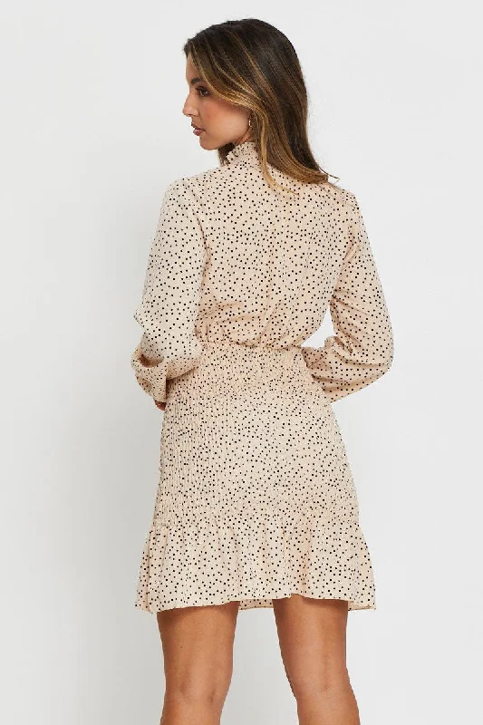 Print Mini Dress Long Sleeve