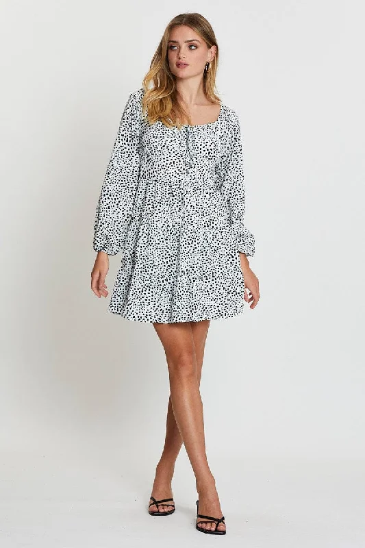 Print Mini Dress Short Sleeve