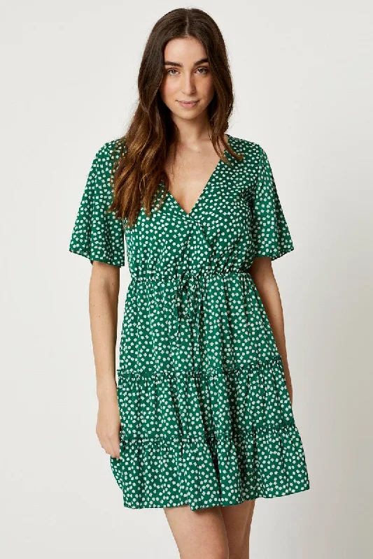 Print Ruffle Skater Dress